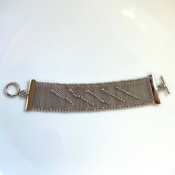Silver Tone Bracelet with Ball Pin Design - Picture 1 of 5
